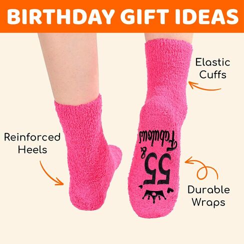 HAPPYPOP 55th Birthday Gifts - Socks for 55 Year Old Women, 55th Birthday Gift Ideas for Mom Grandmother in Saudi Arabia