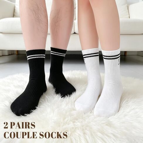 2 Pairs Hubby and Wifey Socks, Engagement Wedding Gifts, Just Married Socks with Gift Box Bride and Groom Striped Couples Crew Socks for Engagement Honeymoon Matching Outfits in Saudi Arabia