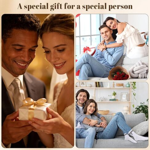 2 Pairs Hubby and Wifey Socks, Engagement Wedding Gifts, Just Married Socks with Gift Box Bride and Groom Striped Couples Crew Socks for Engagement Honeymoon Matching Outfits in Saudi Arabia