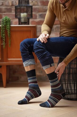 Gentle Grip - 6 Pack Mens Non Binding Loose Top Cotton Rich Dress Socks 13-15 US in Saudi Arabia