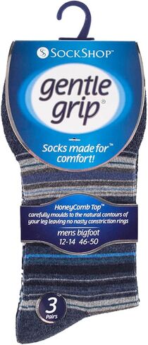 Gentle Grip - 6 Pack Mens Non Binding Loose Top Cotton Rich Dress Socks 13-15 US in Saudi Arabia