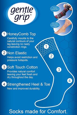Gentle Grip - 6 Pack Mens Non Binding Loose Top Cotton Rich Dress Socks 13-15 US in Saudi Arabia