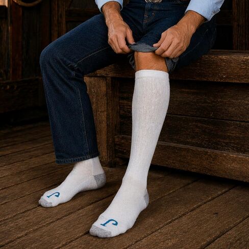 Just Dry Men, Women & Youth Half Cushion Over-the-Calf Socks 2 Pack, Seamless Toe, Arch Support, Comfort Top,Cotton Blend in Kuwait