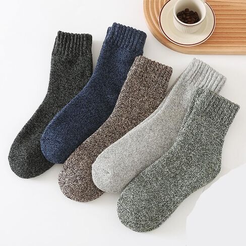 10 Pairs Multicolored Terry Socks Thick Winter Warm Socks Vintage Knit Cotton Crew Socks for Men in Kuwait