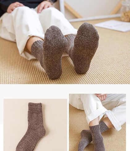 10 Pairs Multicolored Terry Socks Thick Winter Warm Socks Vintage Knit Cotton Crew Socks for Men in Kuwait