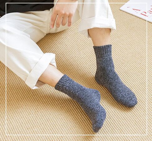 10 Pairs Multicolored Terry Socks Thick Winter Warm Socks Vintage Knit Cotton Crew Socks for Men in Kuwait