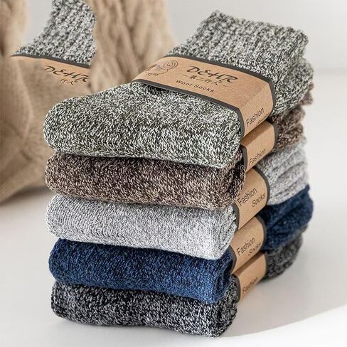 10 Pairs Multicolored Terry Socks Thick Winter Warm Socks Vintage Knit Cotton Crew Socks for Men in Kuwait
