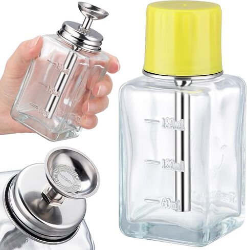 Noverlife 6oz / 180ml موزع مضخة دفع زجاجي للأسفل مع قلب نحاسي، موزع مضخة الأسيتون، موزع كحول، دفع للأسفل، زجاجة توزيع مضخة مزيل طلاء الأظافر، زجاجة ضغط للأسفل، حاوية ضخ يدوية in Kuwait
