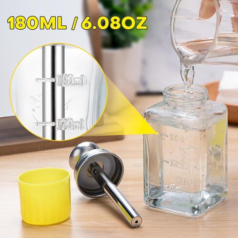 Noverlife 6oz / 180ml موزع مضخة دفع زجاجي للأسفل مع قلب نحاسي، موزع مضخة الأسيتون، موزع كحول، دفع للأسفل، زجاجة توزيع مضخة مزيل طلاء الأظافر، زجاجة ضغط للأسفل، حاوية ضخ يدوية in Kuwait