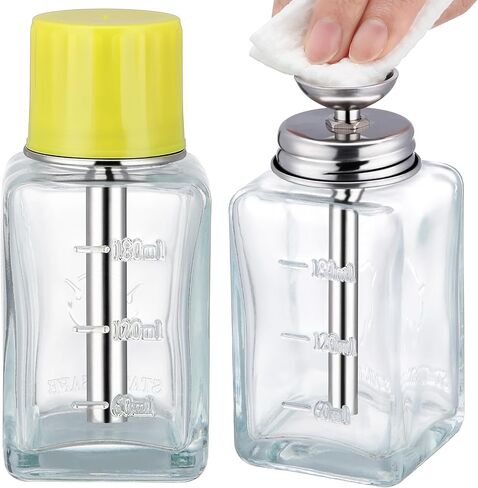 Noverlife 6oz / 180ml موزع مضخة دفع زجاجي للأسفل مع قلب نحاسي، موزع مضخة الأسيتون، موزع كحول، دفع للأسفل، زجاجة توزيع مضخة مزيل طلاء الأظافر، زجاجة ضغط للأسفل، حاوية ضخ يدوية in Kuwait