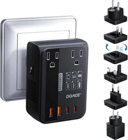 Upgraded 350W Voltage Converter US to Europe for Hair Straightener Shaver Toothbrush CPAP Camera Cell Phone - 220V to 110V Converter for European Travel, Power Converter Adapter Combo with PD Chargers in Saudi Arabia