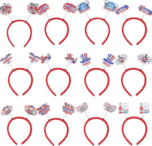 12 Pack 4th of July Headband Independence Day Party Decorations Red White and Blue Party Accessories Patriotic Party Supplies American Flag Headband Memorial Day Decorations in Kuwait