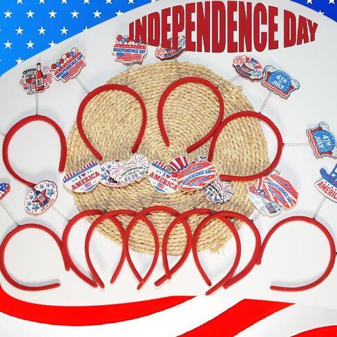 12 Pack 4th of July Headband Independence Day Party Decorations Red White and Blue Party Accessories Patriotic Party Supplies American Flag Headband Memorial Day Decorations in Kuwait