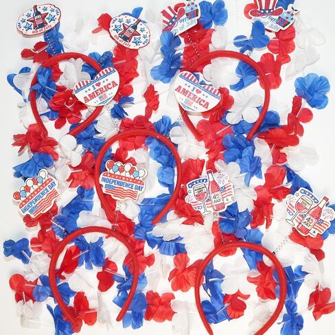 12 Pack 4th of July Headband Independence Day Party Decorations Red White and Blue Party Accessories Patriotic Party Supplies American Flag Headband Memorial Day Decorations in Kuwait