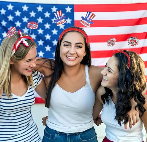 12 Pack 4th of July Headband Independence Day Party Decorations Red White and Blue Party Accessories Patriotic Party Supplies American Flag Headband Memorial Day Decorations in Kuwait