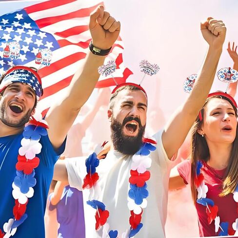 12 Pack 4th of July Headband Independence Day Party Decorations Red White and Blue Party Accessories Patriotic Party Supplies American Flag Headband Memorial Day Decorations in Kuwait