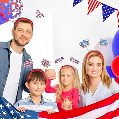 12 Pack 4th of July Headband Independence Day Party Decorations Red White and Blue Party Accessories Patriotic Party Supplies American Flag Headband Memorial Day Decorations in Kuwait