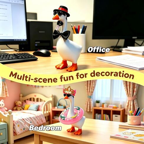 6 Sets Mini Desk Goose Outfits 7 Inches, Hawaiian Summer Costume Accessories with Felt Hat, Necklace, Dress and Sunglasses for Magnetic Porch Geese Key Holder Decor Gifts in Saudi Arabia