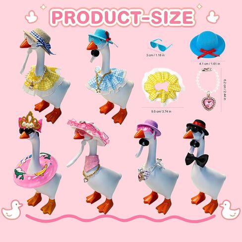 6 Sets Mini Desk Goose Outfits 7 Inches, Hawaiian Summer Costume Accessories with Felt Hat, Necklace, Dress and Sunglasses for Magnetic Porch Geese Key Holder Decor Gifts in Saudi Arabia