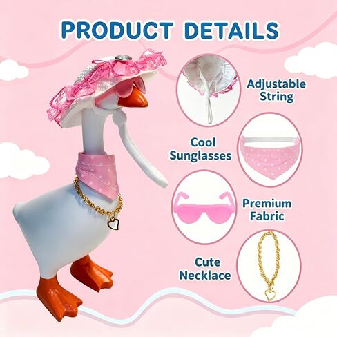6 Sets Mini Desk Goose Outfits 7 Inches, Hawaiian Summer Costume Accessories with Felt Hat, Necklace, Dress and Sunglasses for Magnetic Porch Geese Key Holder Decor Gifts in Saudi Arabia