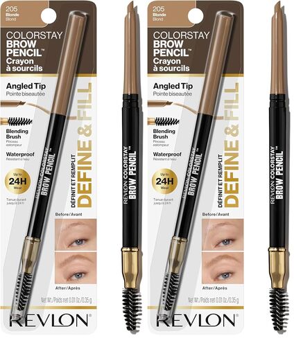 Revlon ColorStay Eyebrow Pencil with Spoolie Brush, Waterproof, Longwearing, Angled Tip Applicator for Perfect Brows, 205 Blonde, 0.021 oz in Saudi Arabia