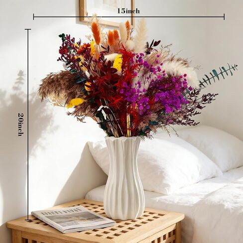 150 Pcs Bohemian Dried Flowers & Pampas Grass for Vase - 22 Varieties Boho Home Decor, Preserved Florals for Wedding, Table Centerpiece, Living Room, Bedroom, Wall, Office in Saudi Arabia