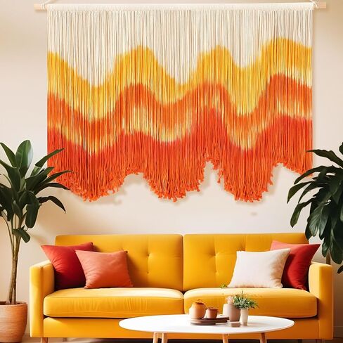 ديكور حائط Tiamon Boho - مقاس 59 بوصة عرض × 35.4 بوصة طول Macrame للتعليق على الحائط بصبغة كبيرة فن نسيج كبير للمنزل والحمام والمزرعة وغرفة النوم وغرفة المعيشة والمكتب والديكور الريفي الطبيعي الحديث in Kuwait