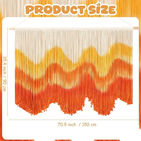 ديكور حائط Tiamon Boho - مقاس 59 بوصة عرض × 35.4 بوصة طول Macrame للتعليق على الحائط بصبغة كبيرة فن نسيج كبير للمنزل والحمام والمزرعة وغرفة النوم وغرفة المعيشة والمكتب والديكور الريفي الطبيعي الحديث in Kuwait