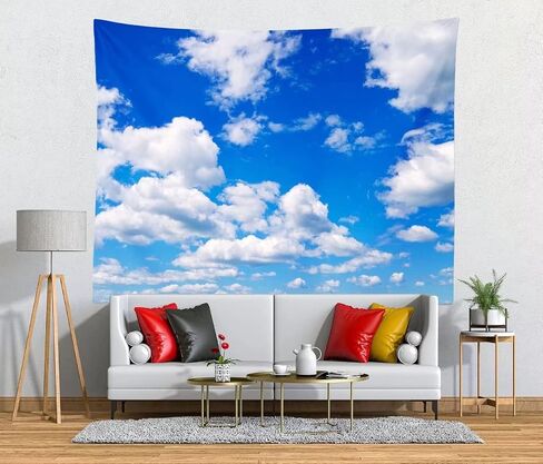 BELECO السماء الزرقاء نسيج الجدار شنقا 80x60 بوصة السماء الزرقاء والسحب البيضاء خلفية الفن جدار ديكور سحابة المفروشات لغرفة النوم غرفة المعيشة ديكور النوم in Kuwait