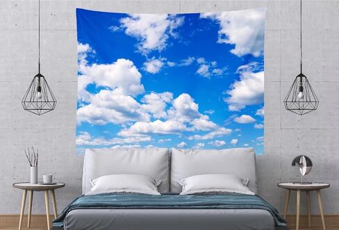 BELECO السماء الزرقاء نسيج الجدار شنقا 80x60 بوصة السماء الزرقاء والسحب البيضاء خلفية الفن جدار ديكور سحابة المفروشات لغرفة النوم غرفة المعيشة ديكور النوم in Kuwait
