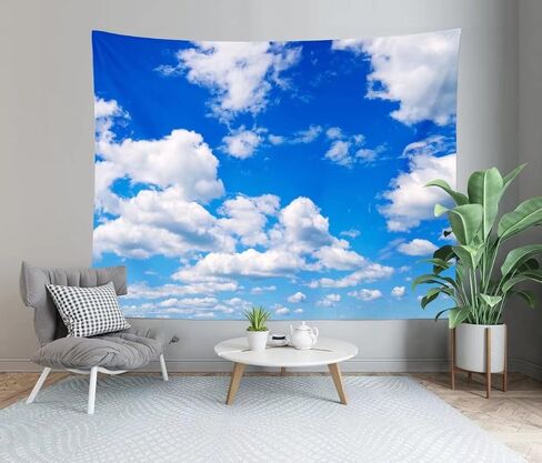 BELECO السماء الزرقاء نسيج الجدار شنقا 80x60 بوصة السماء الزرقاء والسحب البيضاء خلفية الفن جدار ديكور سحابة المفروشات لغرفة النوم غرفة المعيشة ديكور النوم in Kuwait