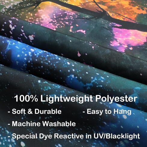 Manicer Galaxy Forest Tapestry, Blacklight UV Reactive Wall Hanging, Colorful Starry Night Sky Tree Canopy Wall Art for Bedroom, Dorm, Gaming Room & Party Decor - 51.2" x 59.1" in Saudi Arabia