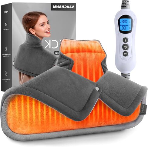 VAAGHANM Heating Pad: Electric Weighted Instant Heat Pad for Neck & Shoulders & Back -6 Heat Options & 6 Auto Timer Mode -for Office/Home/Post-Workout-Gift for Women Men in Kuwait