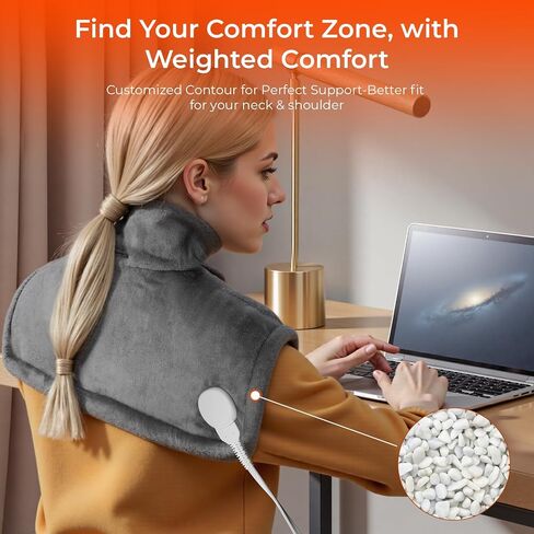 VAAGHANM Heating Pad: Electric Weighted Instant Heat Pad for Neck & Shoulders & Back -6 Heat Options & 6 Auto Timer Mode -for Office/Home/Post-Workout-Gift for Women Men in Kuwait