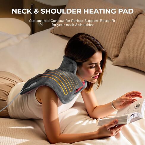 VAAGHANM Heating Pad: Electric Weighted Instant Heat Pad for Neck & Shoulders & Back -6 Heat Options & 6 Auto Timer Mode -for Office/Home/Post-Workout-Gift for Women Men in Kuwait