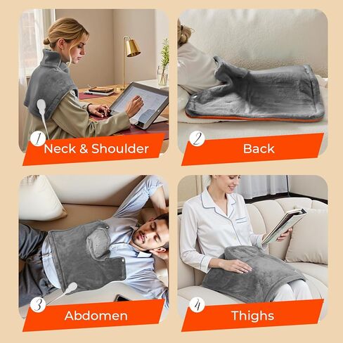 VAAGHANM Heating Pad: Electric Weighted Instant Heat Pad for Neck & Shoulders & Back -6 Heat Options & 6 Auto Timer Mode -for Office/Home/Post-Workout-Gift for Women Men in Kuwait