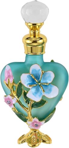 Yetaha زجاجات عطر أنيقة بأزهار المشمش الأزرق، 10 مل من الزجاج الفاخر المزخرف بالزهور الكلاسيكية زجاجة عطر فارغة، حاوية عطر قابلة لإعادة الملء هدية للنساء والفتيات in Kuwait