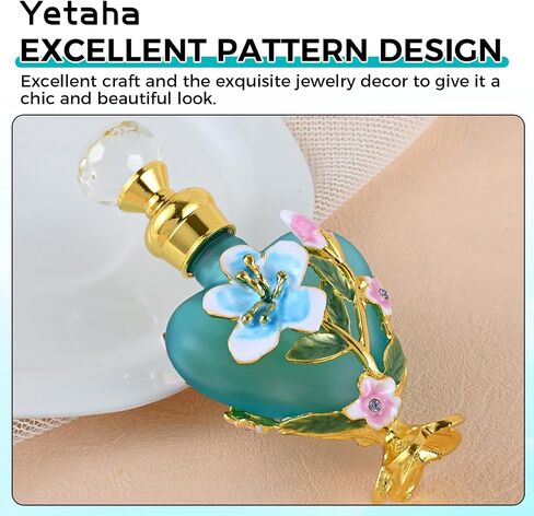 Yetaha زجاجات عطر أنيقة بأزهار المشمش الأزرق، 10 مل من الزجاج الفاخر المزخرف بالزهور الكلاسيكية زجاجة عطر فارغة، حاوية عطر قابلة لإعادة الملء هدية للنساء والفتيات in Kuwait