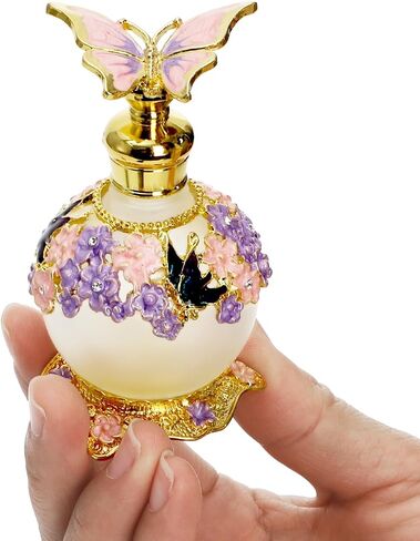 2 Pack Empty Perfume Bottle, 25ml Vintage Butterfly Glass Perfume Bottle, Fancy Refillable Decorative Bottles for Essential Oils, Girls Women Gift for Dresser Table Decor in Saudi Arabia