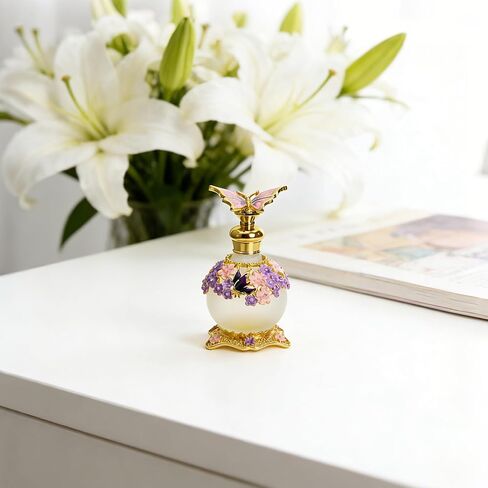 2 Pack Empty Perfume Bottle, 25ml Vintage Butterfly Glass Perfume Bottle, Fancy Refillable Decorative Bottles for Essential Oils, Girls Women Gift for Dresser Table Decor in Saudi Arabia