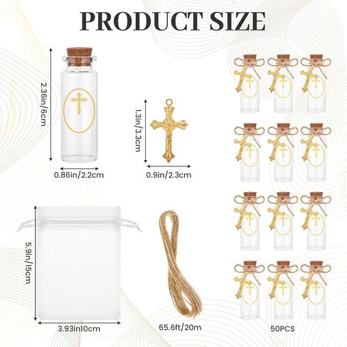 50 Set Holy Water Bottle Container Catholic Baptism Favors For Guests Recuerdos De Bautizo Holy Water Bottles Botellitas Para Agua Bendita First Communion Favors For Guests Church Wedding in Kuwait