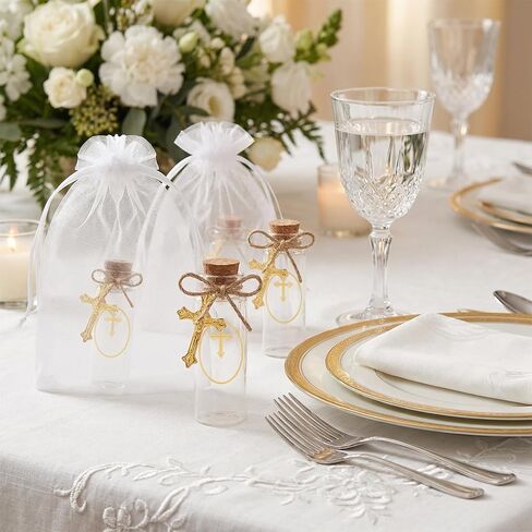 50 Set Holy Water Bottle Container Catholic Baptism Favors For Guests Recuerdos De Bautizo Holy Water Bottles Botellitas Para Agua Bendita First Communion Favors For Guests Church Wedding in Kuwait
