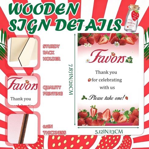 LemonRoad 37 Pcs Strawberry Baby Shower Gifts for Guest a Berry Sweet is on The Way Favors with 1 Strawberry Wooden Sign 12 Milk Jar Glass Bottles 3.4oz with Tags Sticker Thank You Gifts Souvenirs in Kuwait