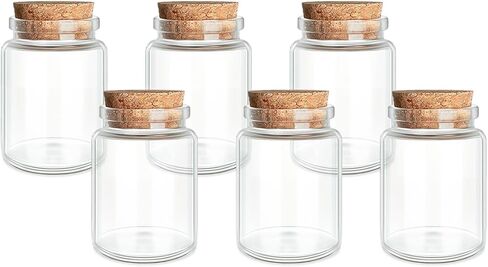 6-Pack 2.71 oz (80 ml) Glass Bottles with Cork Stoppers – for Spell Bottles, Spice Jars, DIY Party Favors, Travel Memories & Plant Propagation – Empty Recyclable Containers for Crafts, Kitchen,Décor in Saudi Arabia