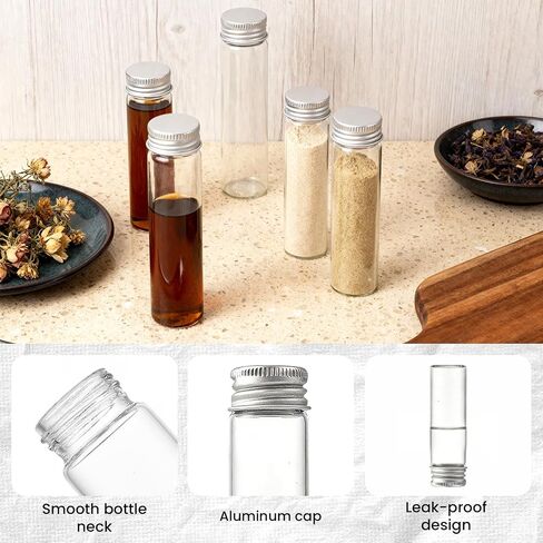 100 Pack 15 ml Mini Glass Bottles, Borosilicate Glass Vials with Aluminum Screw Caps, Reusable Leakproof Small Jars for Spice Storage, DIY Crafts, Jewelry, Wedding Decorations, Travel in Kuwait