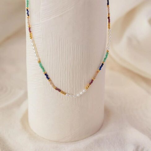 CAITLYNMINIMALIST Boho Beaded Dainty Layering Adjustable Necklace for Women 18k Gold Summer Jewelry Gift for Her in Kuwait