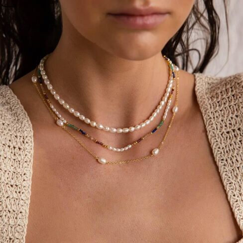 CAITLYNMINIMALIST Boho Beaded Dainty Layering Adjustable Necklace for Women 18k Gold Summer Jewelry Gift for Her in Kuwait