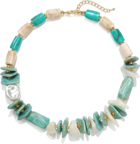 Colorful Irregular Stone Chip Beaded Necklace For Women Boho Rainbow Acrylic Bead Necklace Fashion Trendy Jewelry Gifts in Saudi Arabia