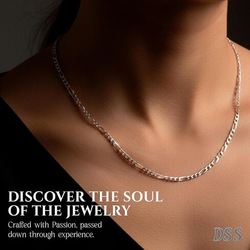 DSS 925 Sterling Silver Necklace for Women Lobster Claw Clasps, Sterling Silver Chain, Italian Jewelry for Women - Made in Italy in Kuwait