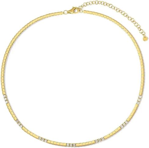 Lulu Mel 3mm Box Link Tennis Necklace or Bracelet for Women, 14K Yellow Gold Plated CZ Chain with Extension, Stackable Everyday Jewelry, Perfect Graduation, Holiday & Special Occasion Gift in Saudi Arabia